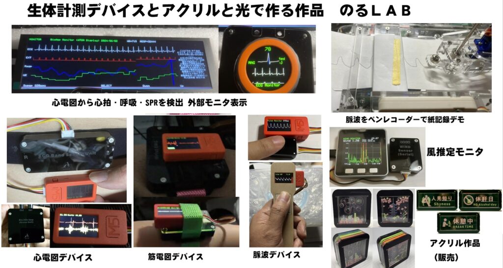 生体計測デバイスとアクリルと光で作る作品